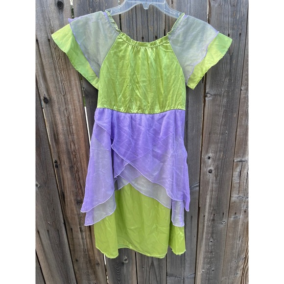 Disney Store Little Girls‎ Green and Purple Satin Tinkerbell Fairy Costume 4 - Picture 3 of 6